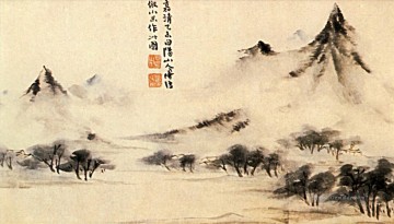  alt - Shitao Nebel auf dem Berg 1707 alte China Tinte